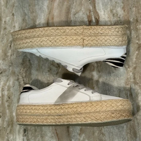 Women’s Coconuts by Matisse white leather platform espadrille sneakers- Size 9 - Picture 7 of 12